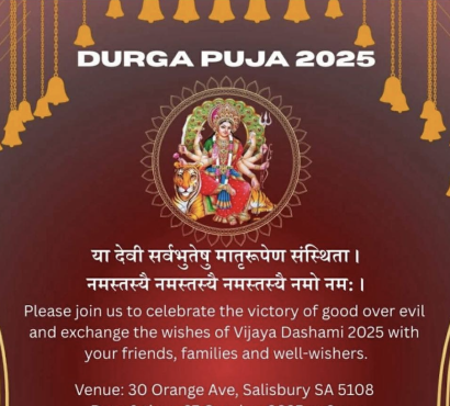 Durga Puja for peace, prosperity, and community well-being, Adelaide, South Australia
